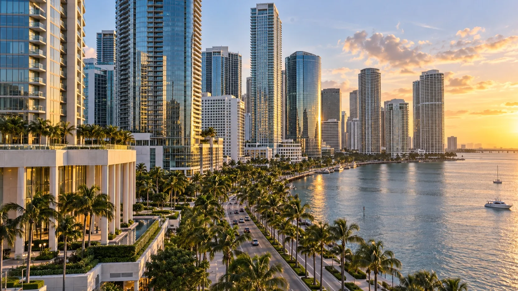 Brickell waterfront towers near Miami's upscale hotels