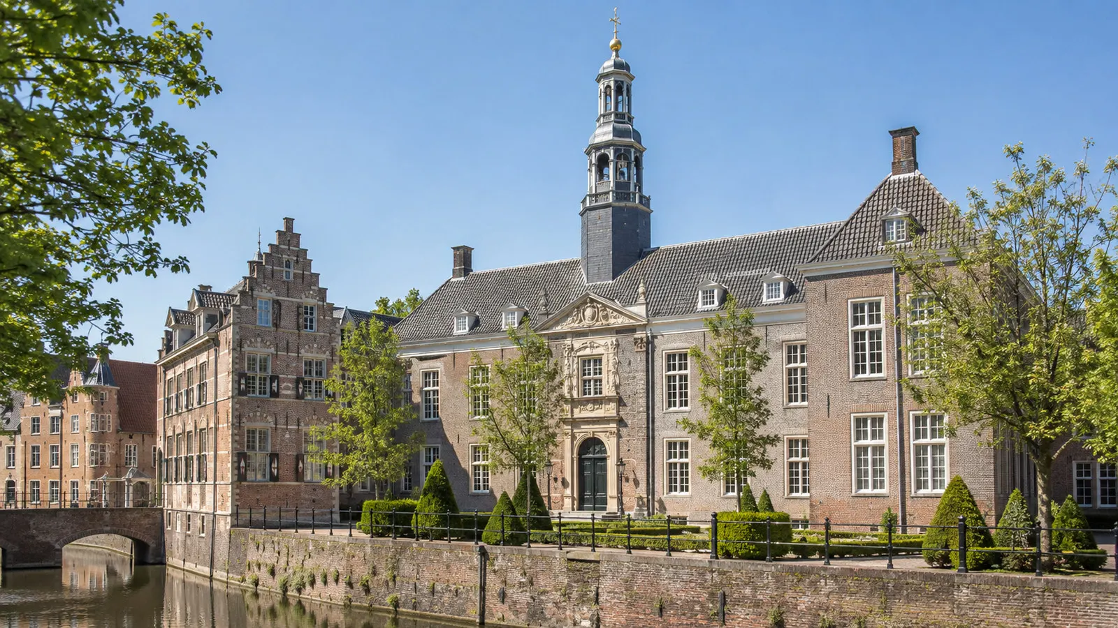 Historic stone building beside a canal in Middelburg