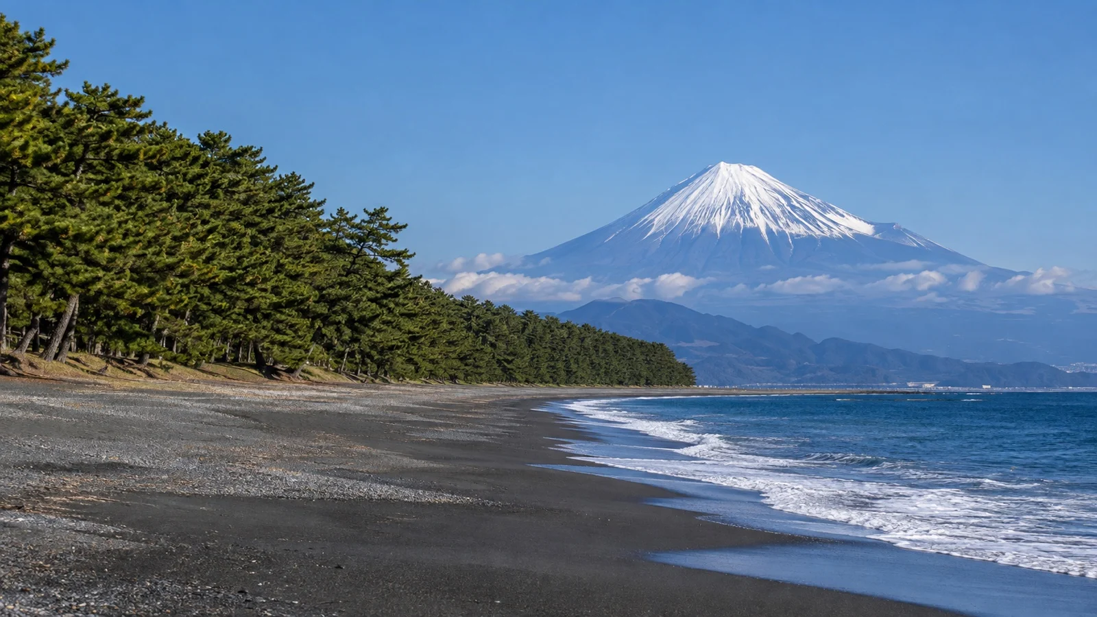Miho no Matsubara pine grove and Mount Fuji