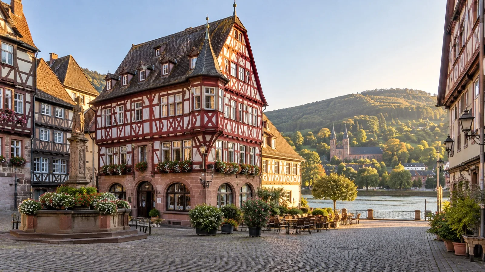 Miltenberg half-timbered old town by Main River