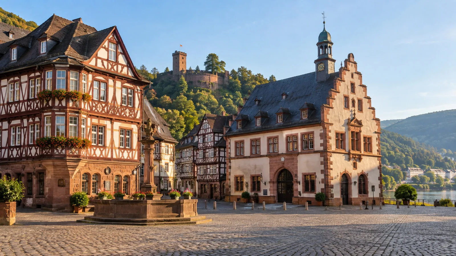 View of Zum Riesen and the Old Town Hall near Miltenberg