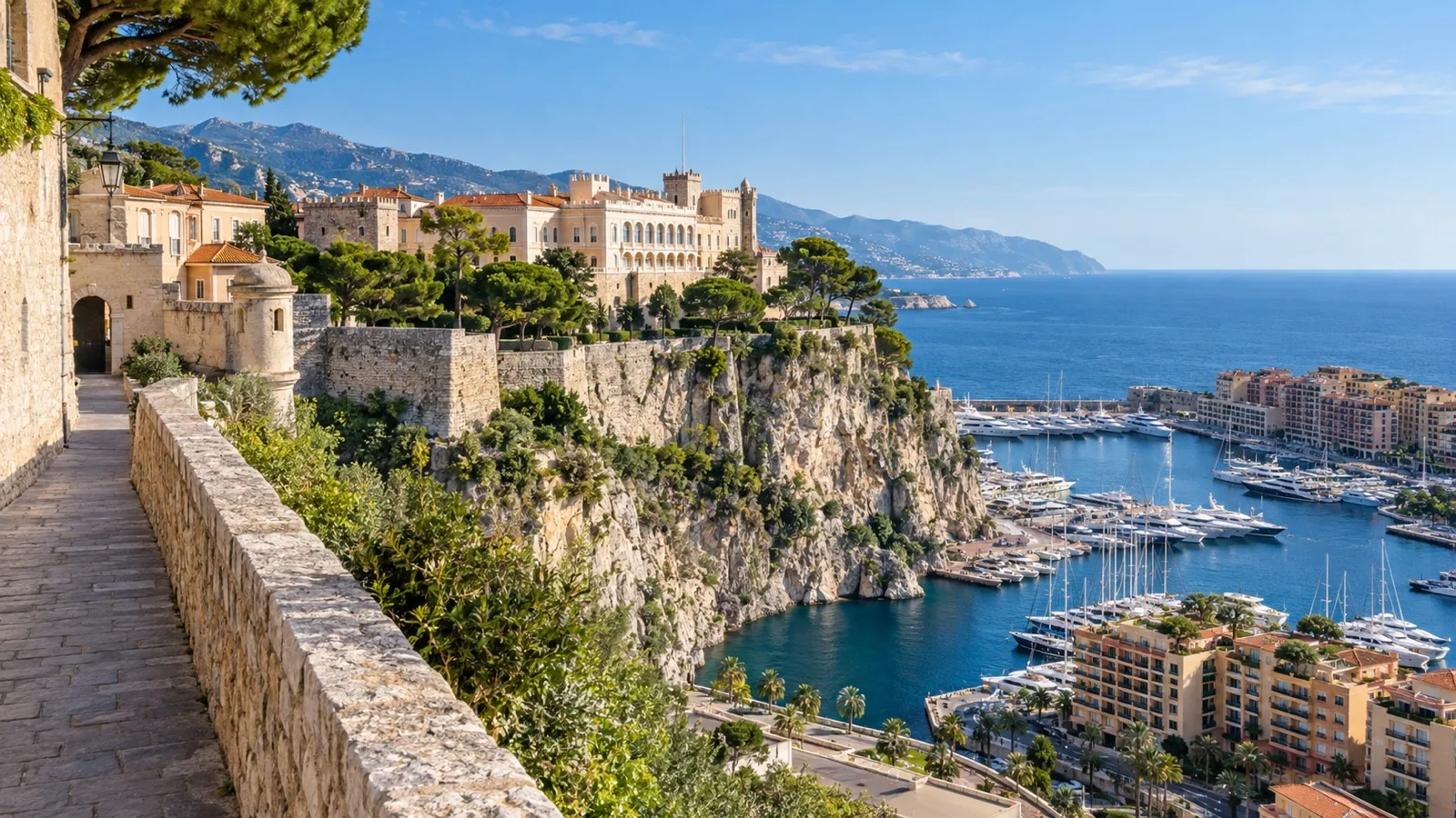 Prince’s Palace and Monaco-Ville on the Rock above Port Hercule