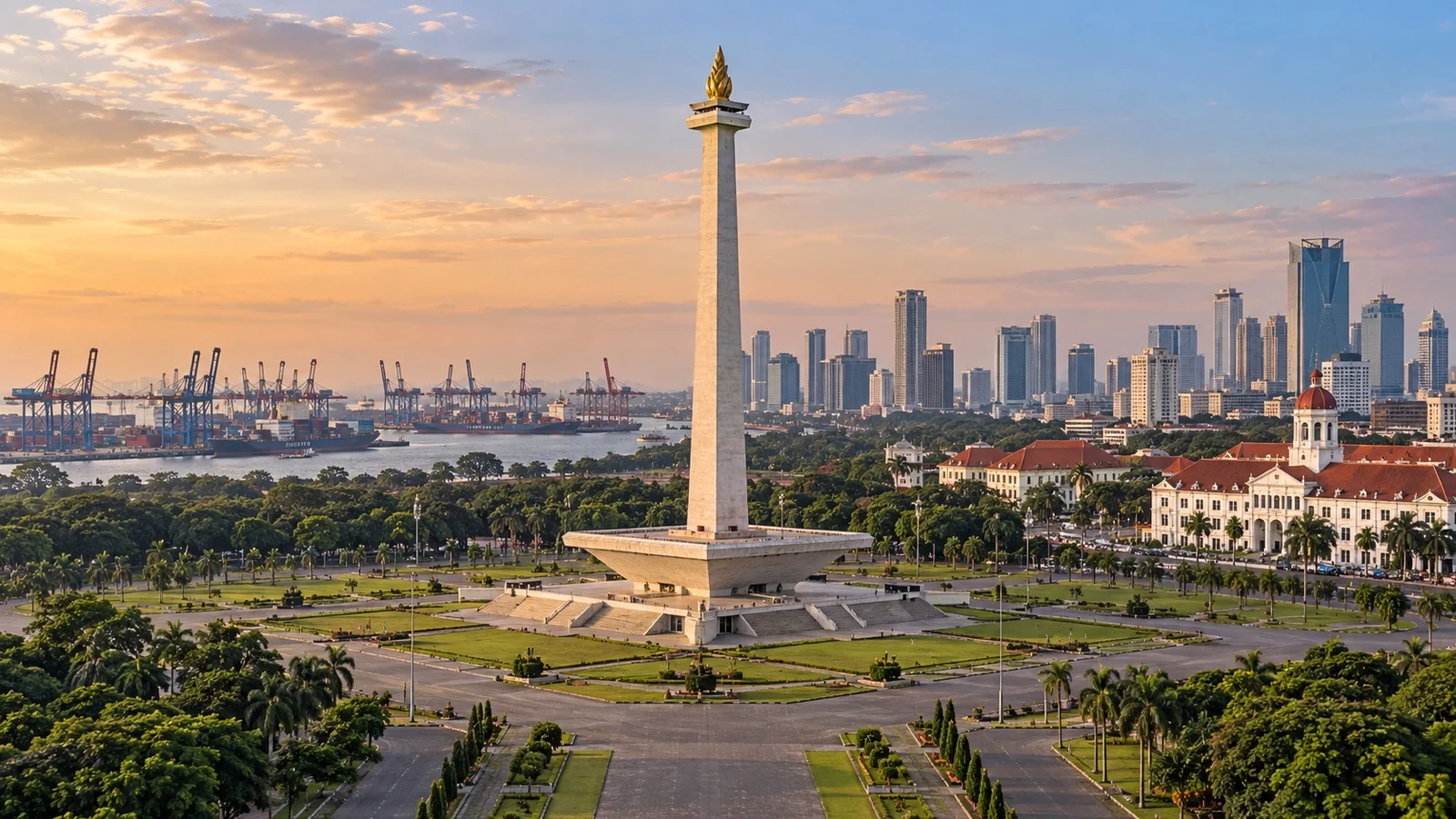 Monas monument rising above Merdeka Square in Jakarta