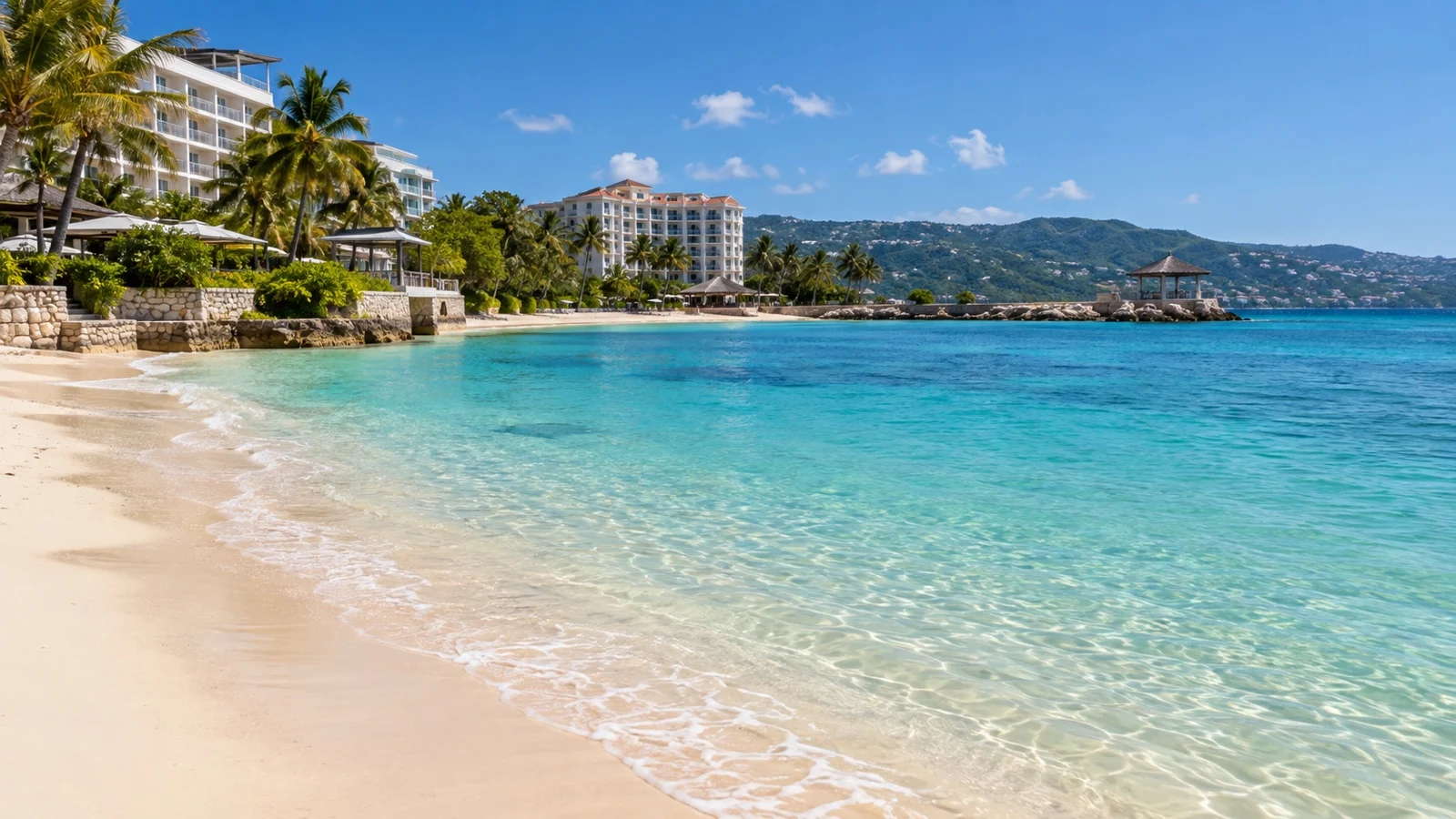 Upscale resort beach near Montego Bay, Jamaica