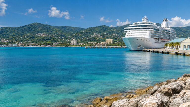 Cruise ship docked at Montego Bay on Jamaica’s Caribbean coast