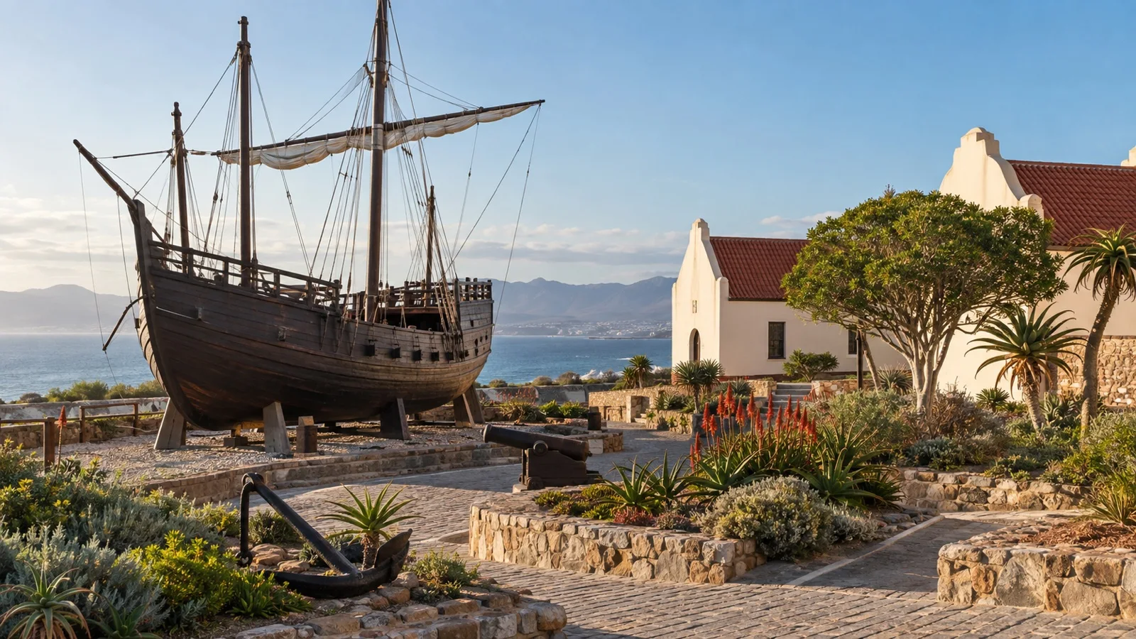 Wooden caravel replica at the Bartolomeu Dias Museum Complex in Mossel Bay