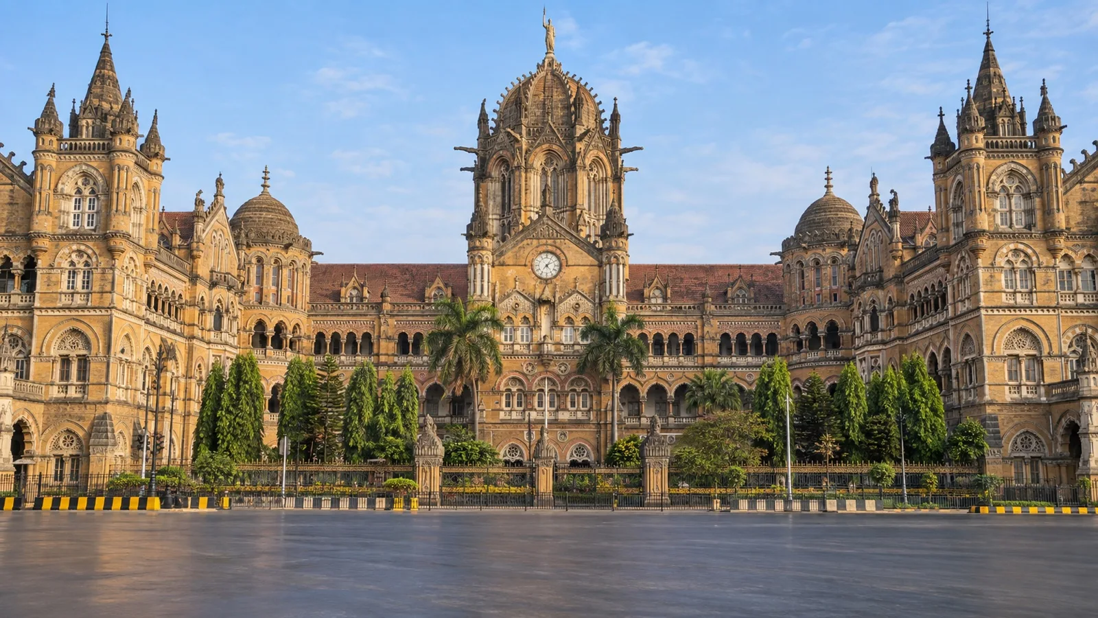 Victorian Gothic facade of Chhatrapati Shivaji Maharaj Terminus in Mumbai
