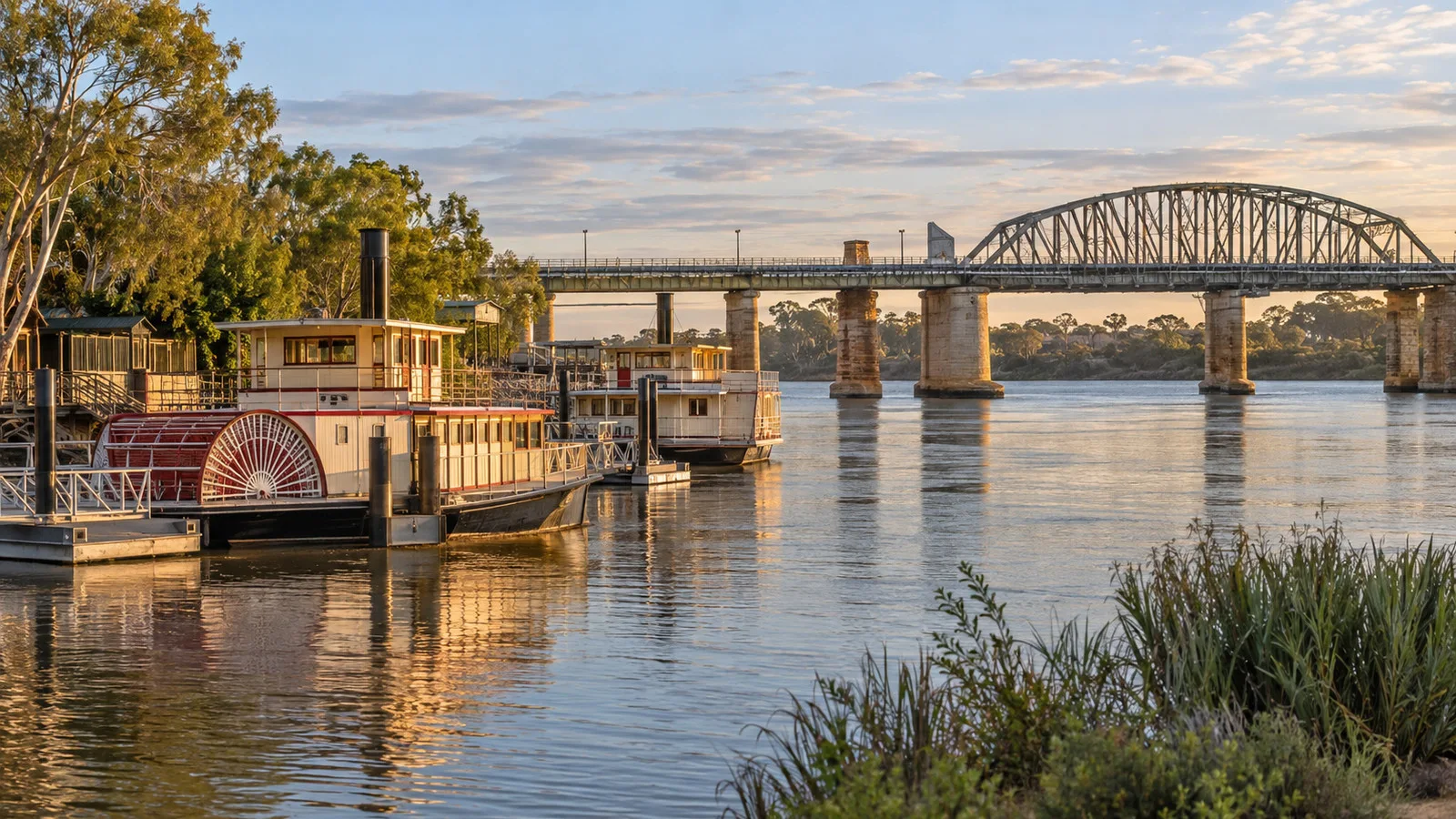 Paddle steamers on the Murray River at Murray Bridge