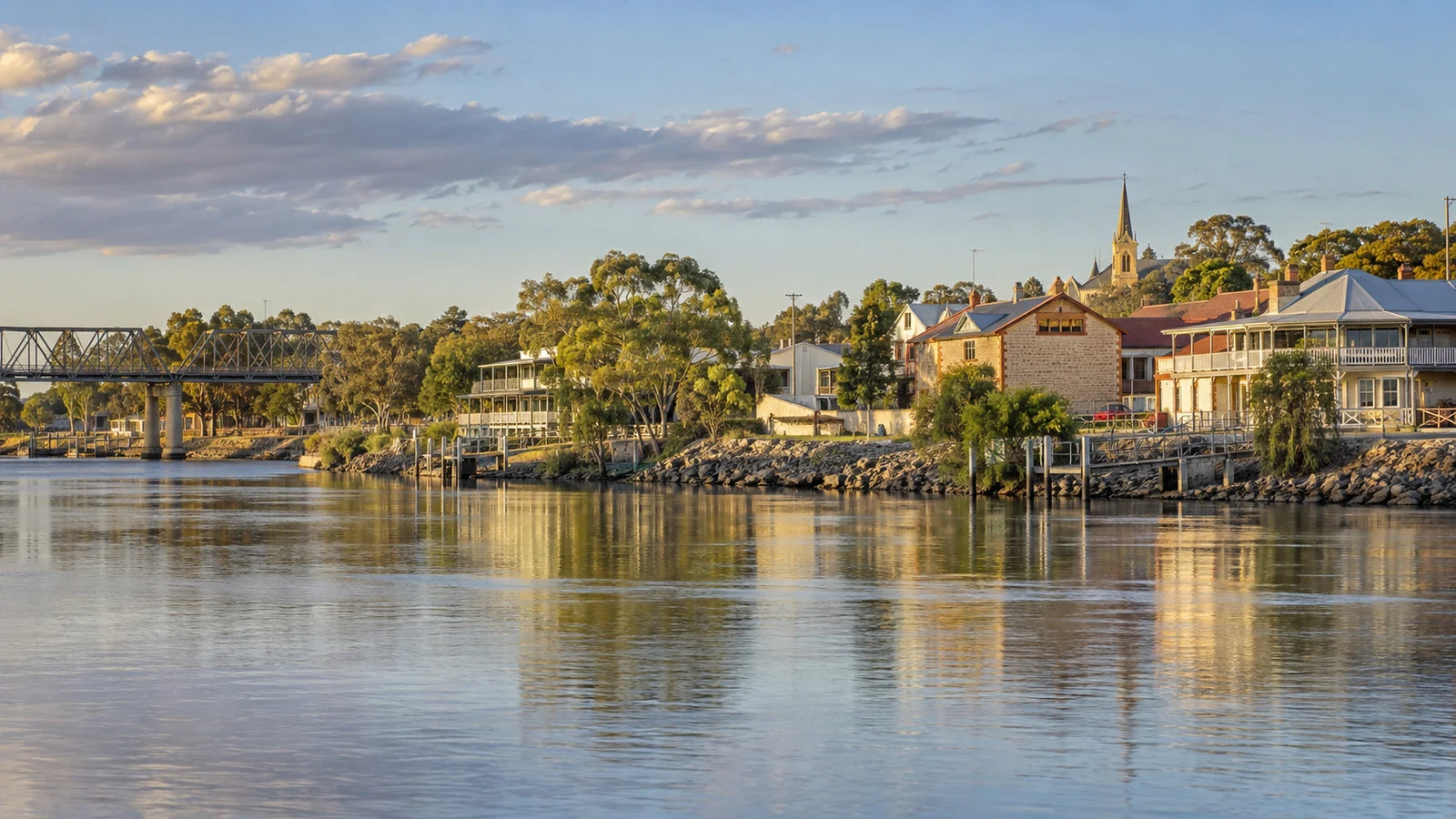 Waterfront buildings in Murray Bridge, South Australia
