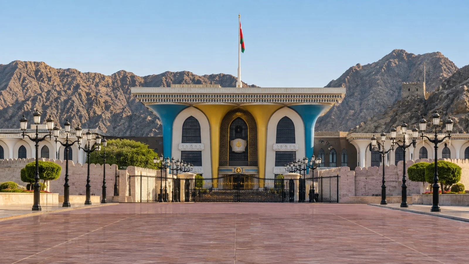 Old Muscat waterfront and Al Alam Palace