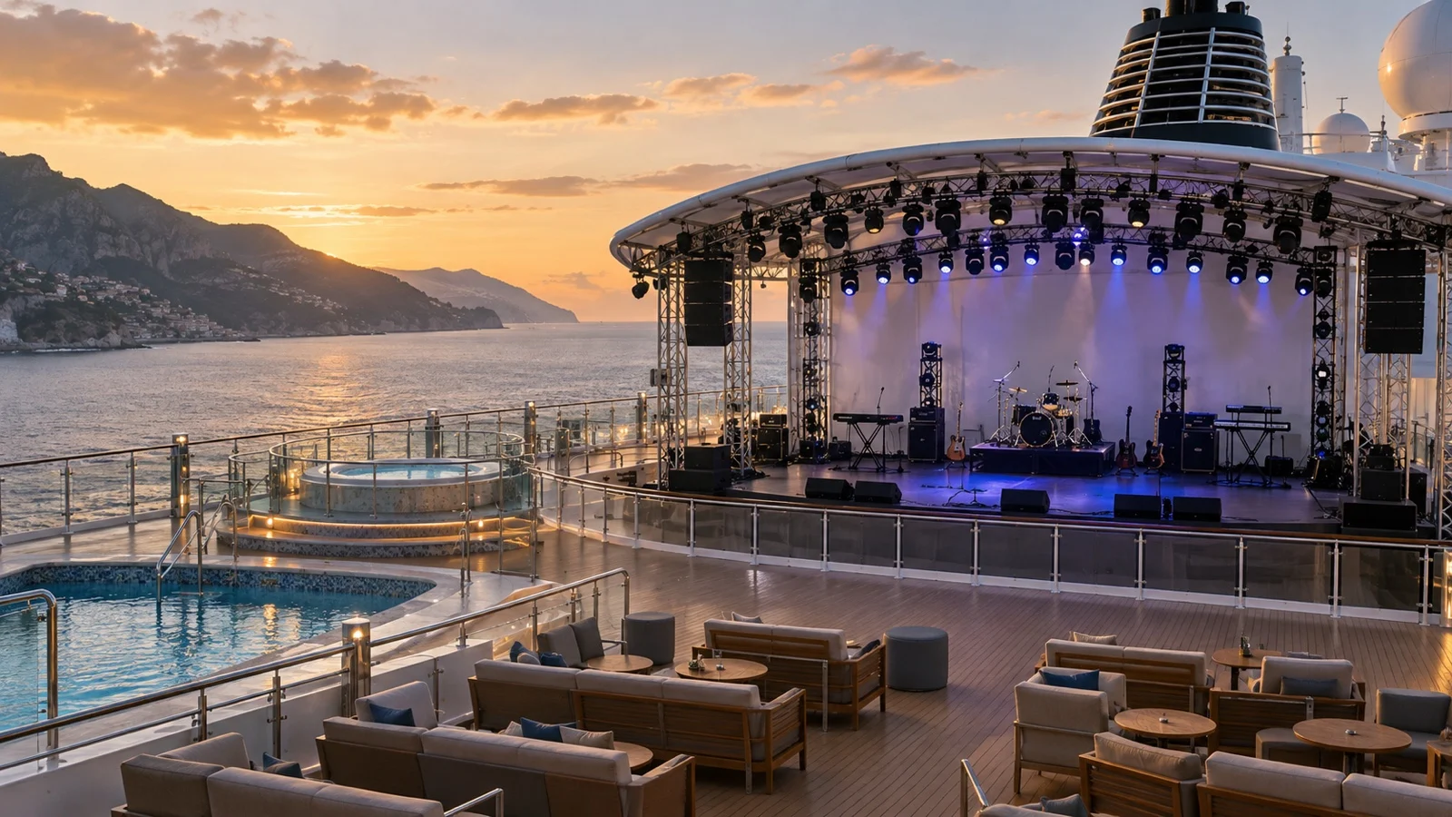 Cruise ship chartered for a music festival at sea