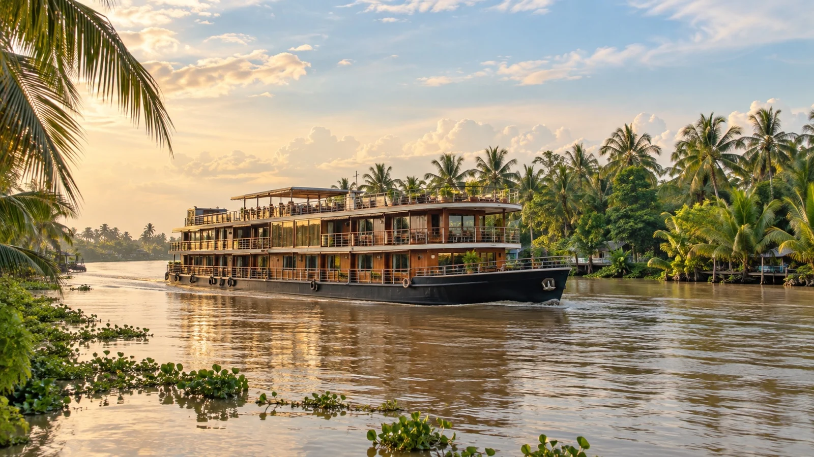 Mekong river boat near My Tho Vietnam