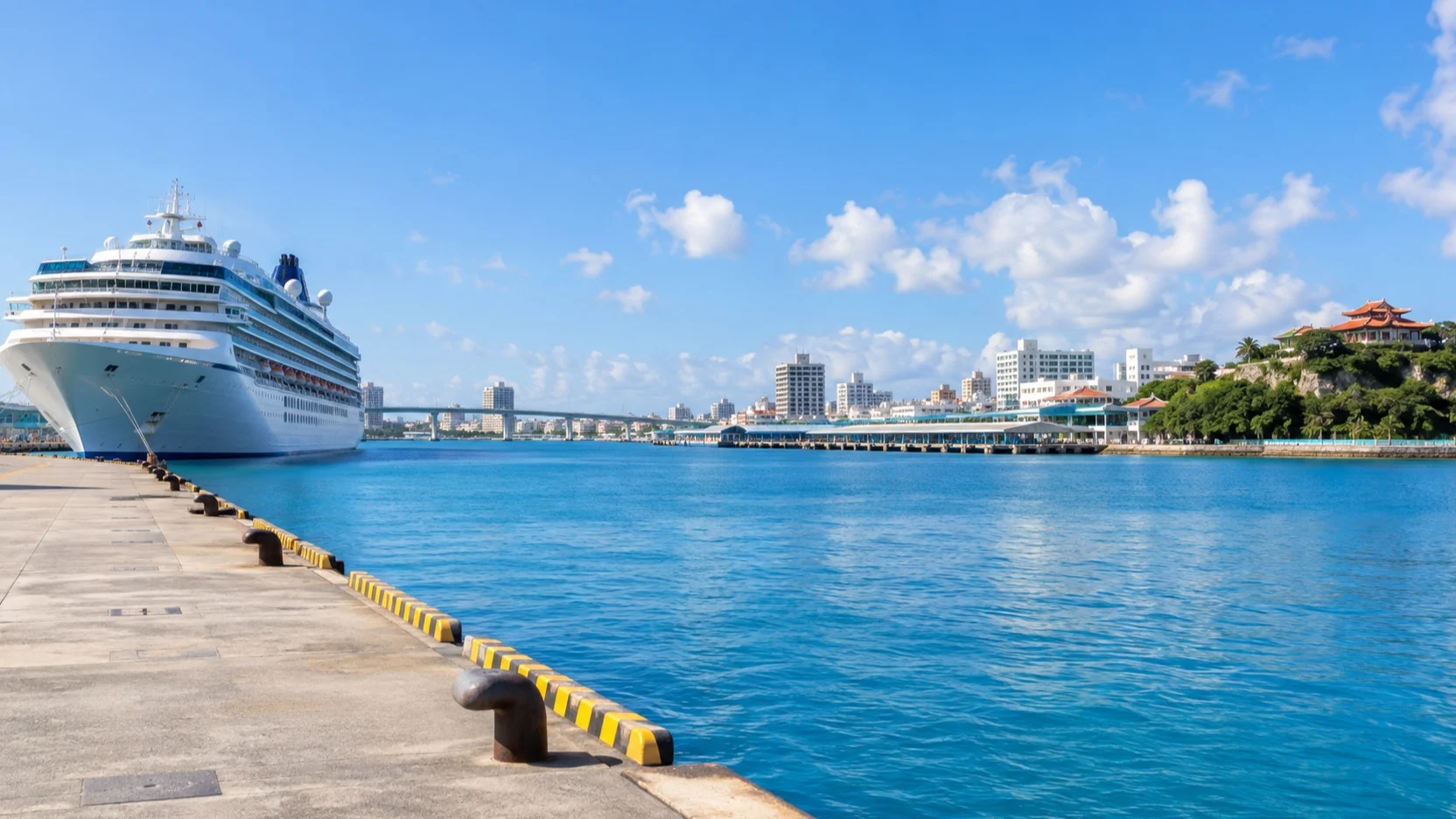 Cruise ship at Naha port on subtropical Okinawa
