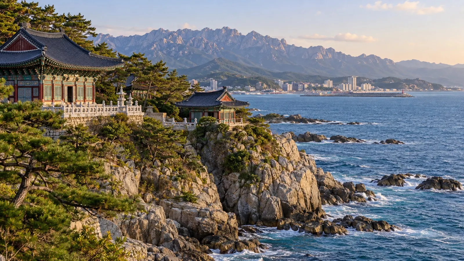 Naksansa temple buildings overlooking the East Sea