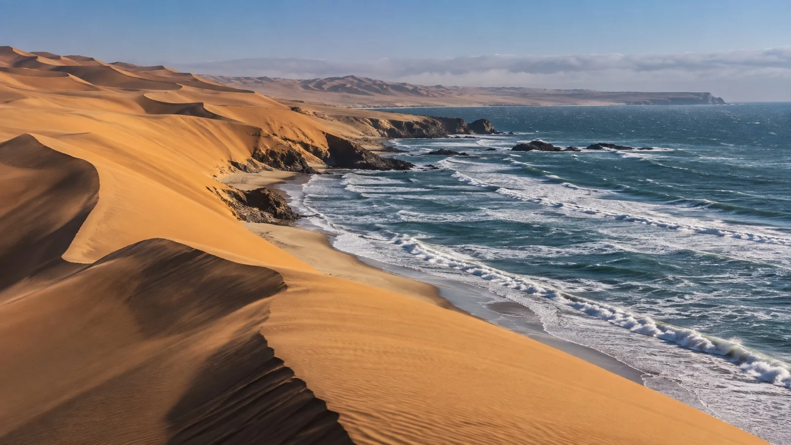 Namib Desert meeting the Atlantic coast near Lüderitz