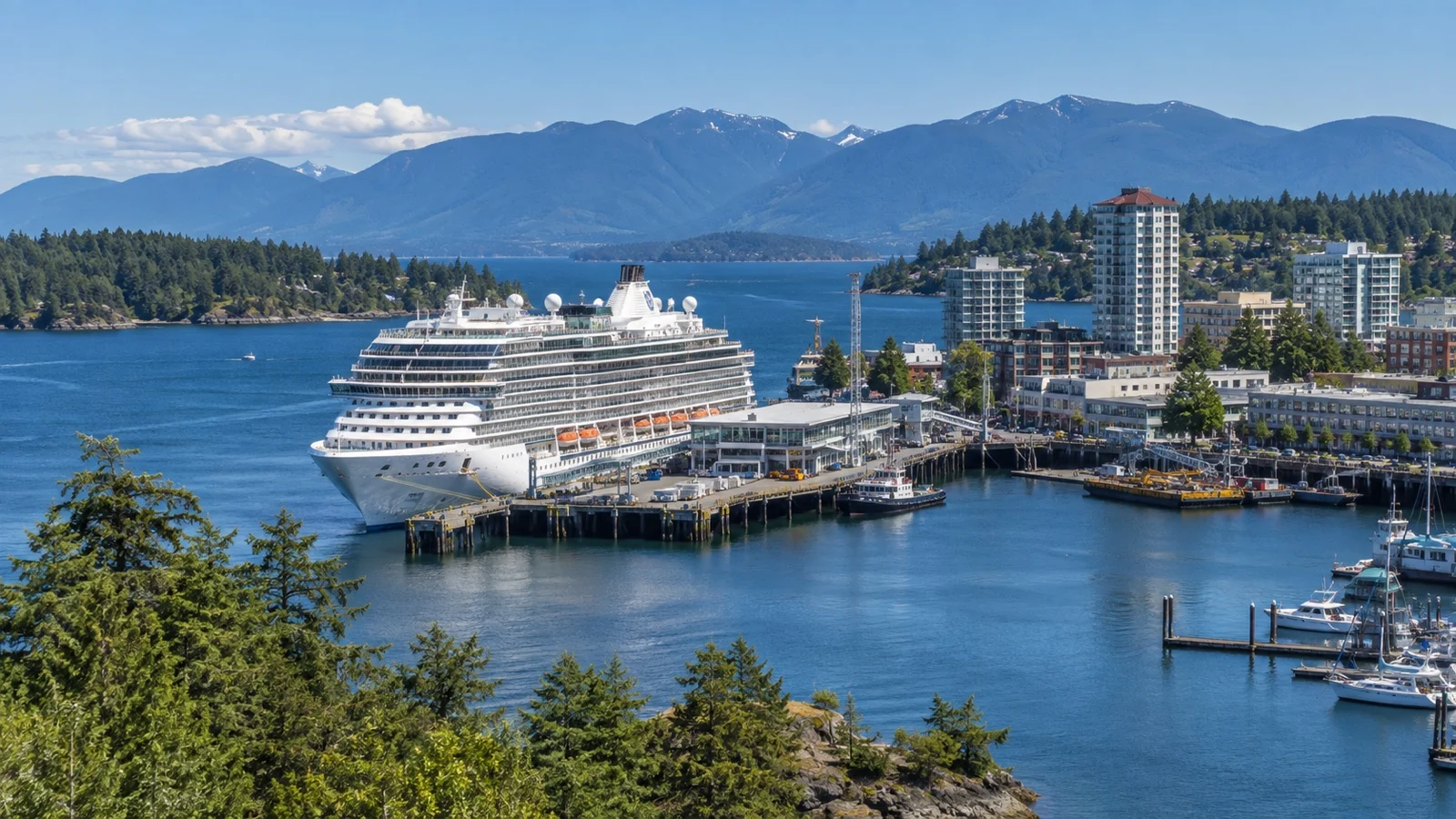 Cruise ship at Nanaimo Assembly Wharf on Vancouver Island