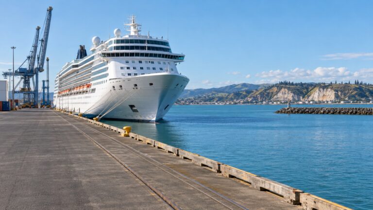 Cruise ship at Napier’s working port on Hawke’s Bay