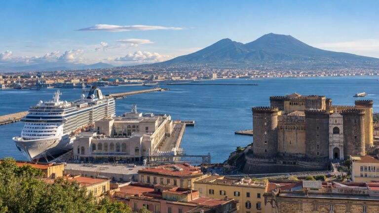 Naples cruise terminal and Mount Vesuvius