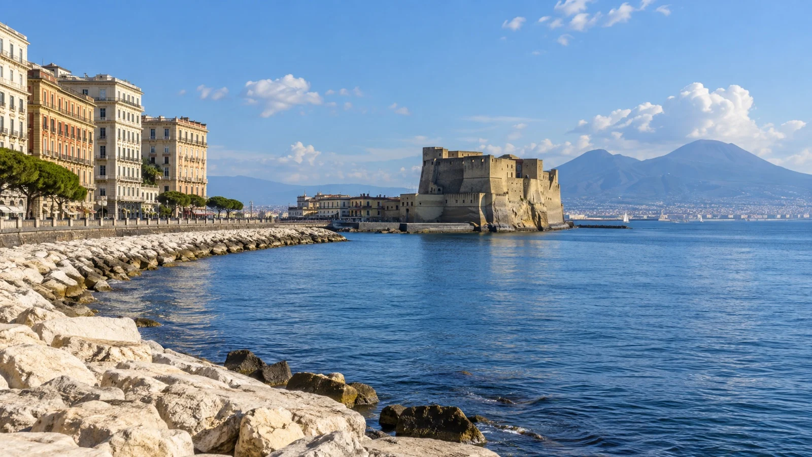 Naples Santa Lucia seafront near upscale hotels