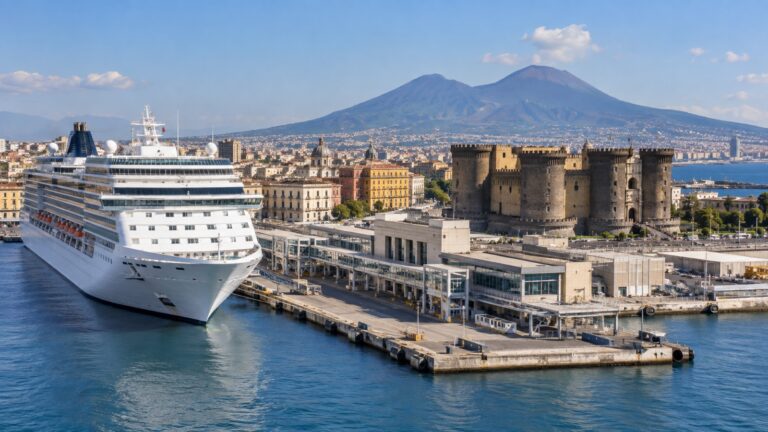 Cruise ship at Naples Molo Beverello port