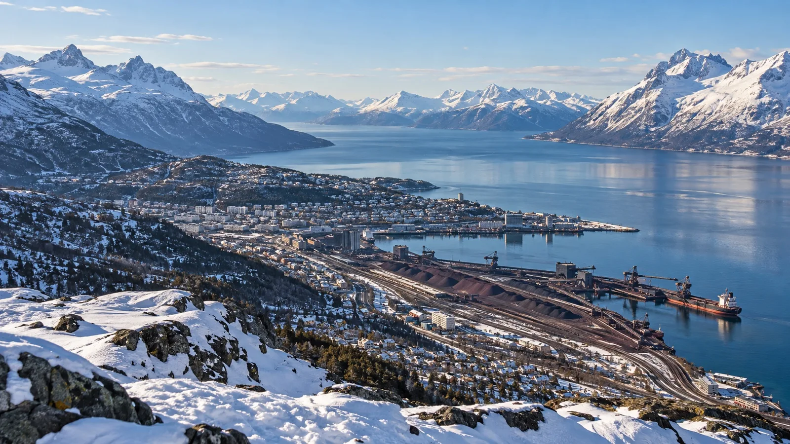 Mountain view over Narvik and Ofotfjord from Narvikfjellet