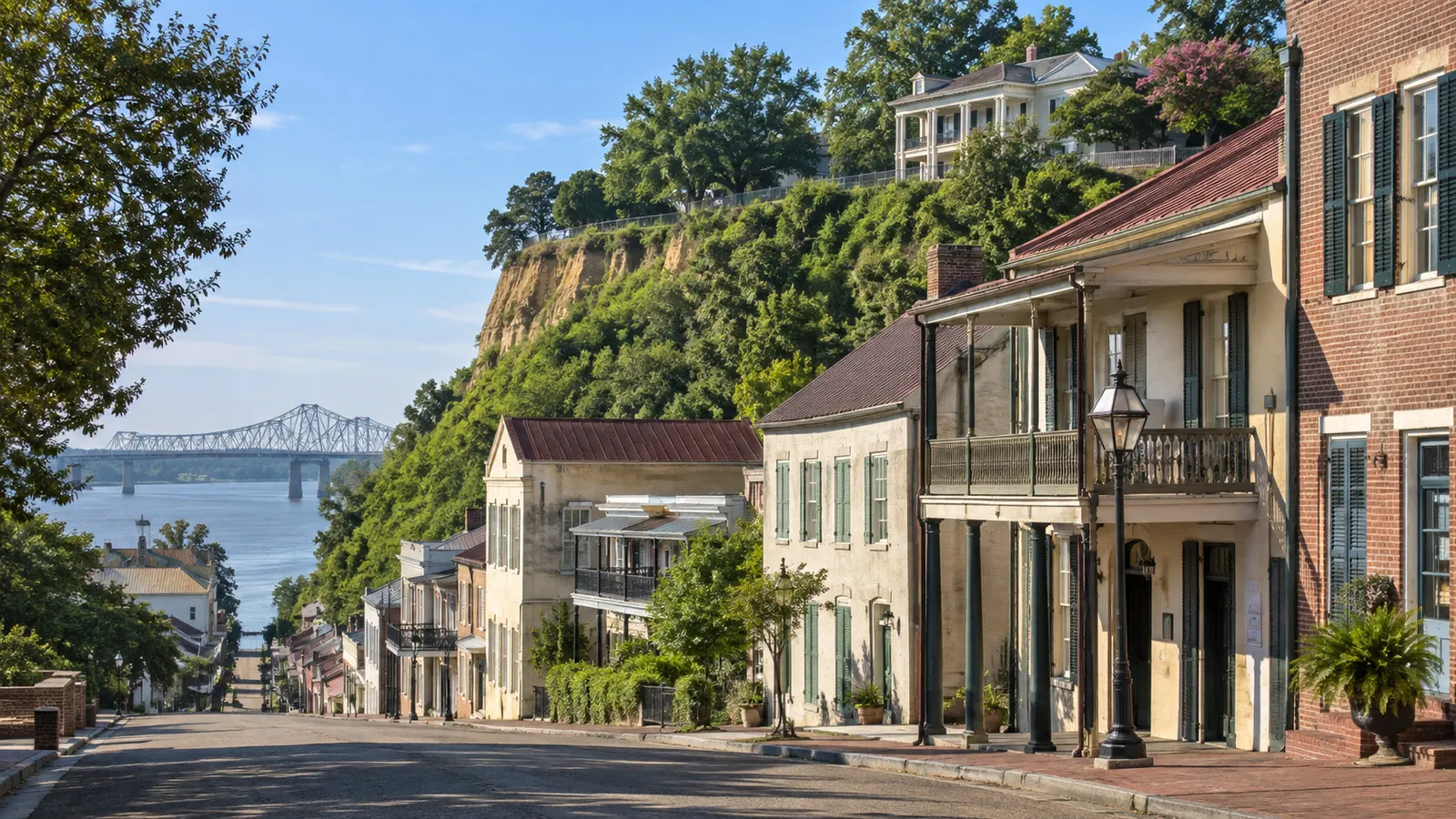 Historic Silver Street below the Natchez bluff