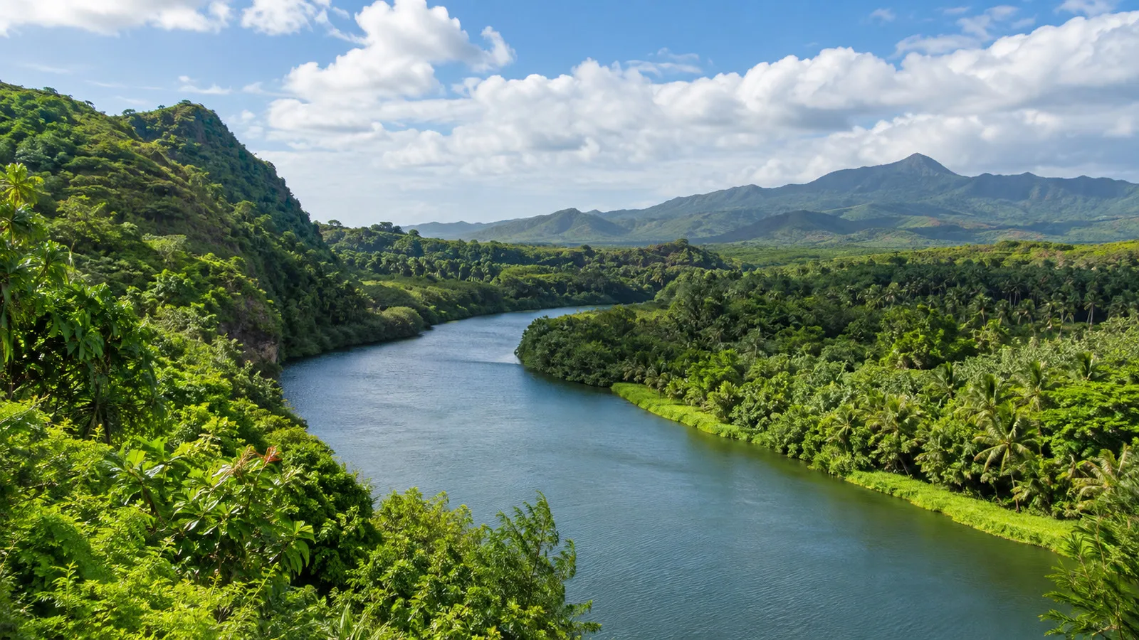 Wailua River winding through tropical Kauai vegetation
