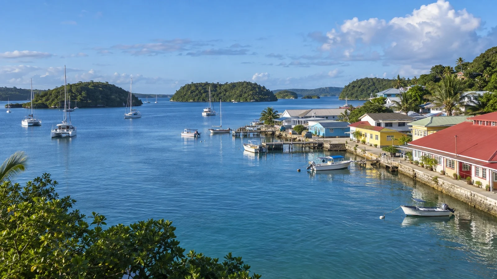 Neiafu waterfront and sheltered harbor in Vavaʻu