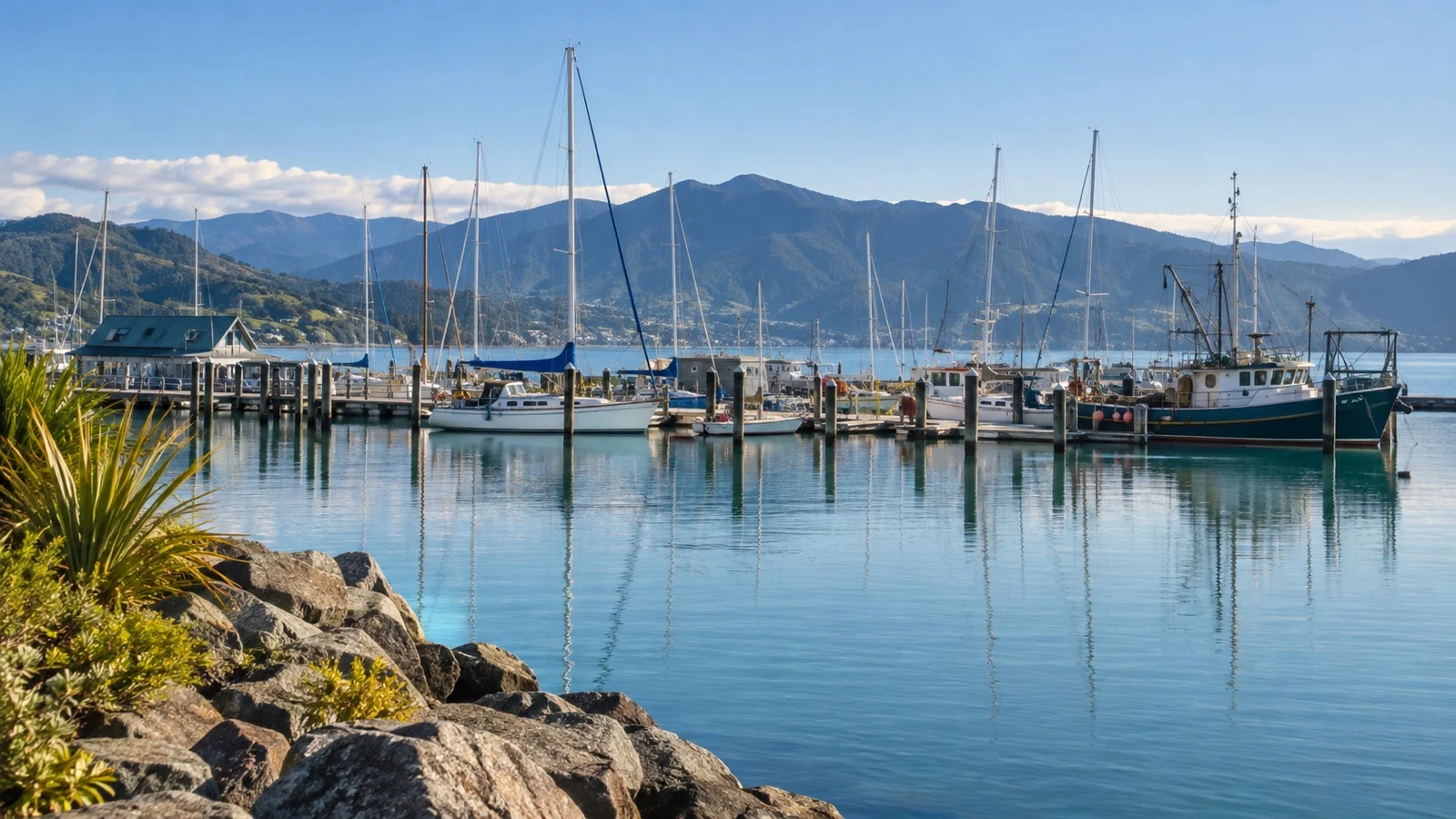 Nelson marina and waterfront near cruise port