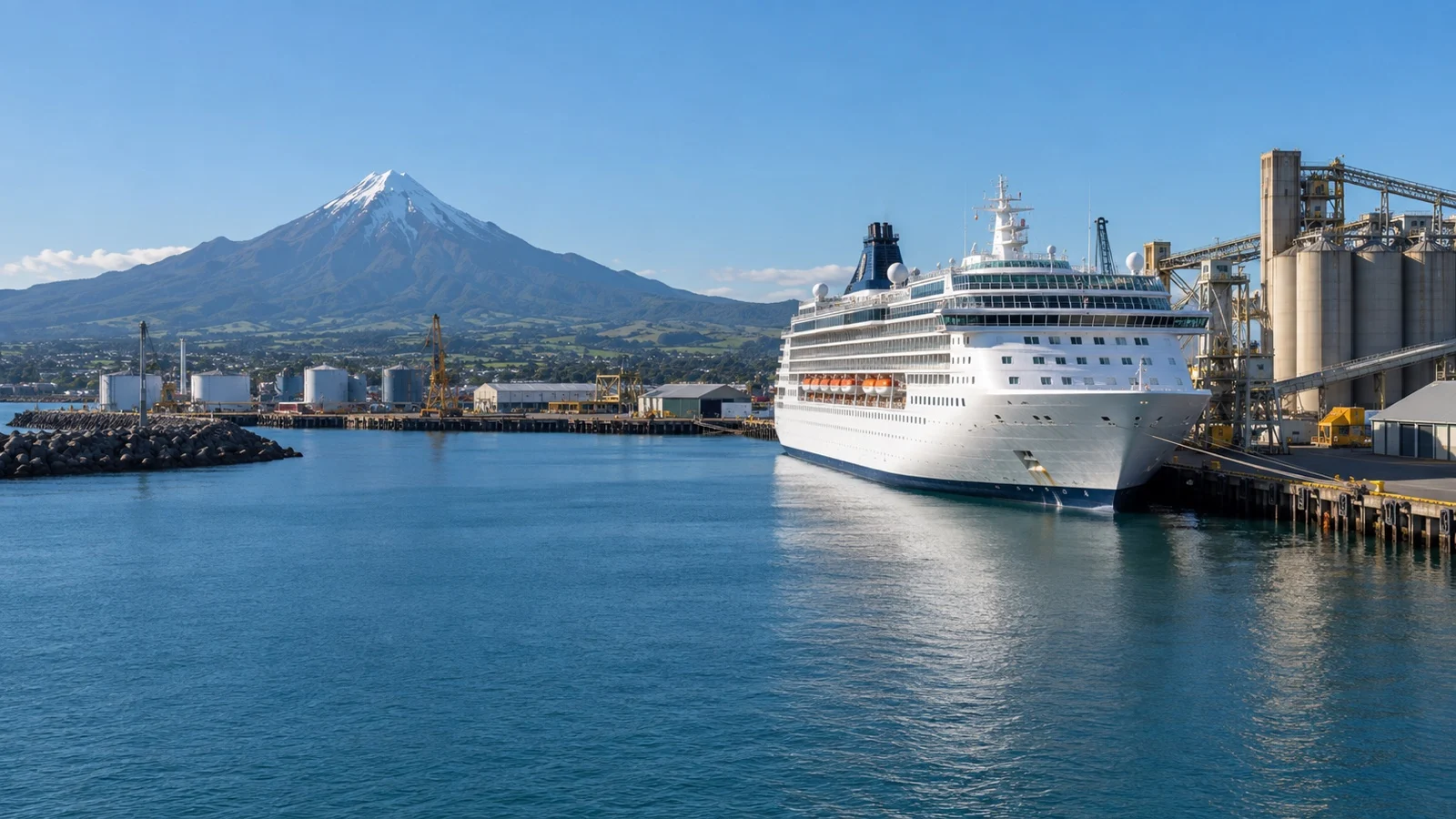 Cruise ship at Blyde Wharf in Port Taranaki