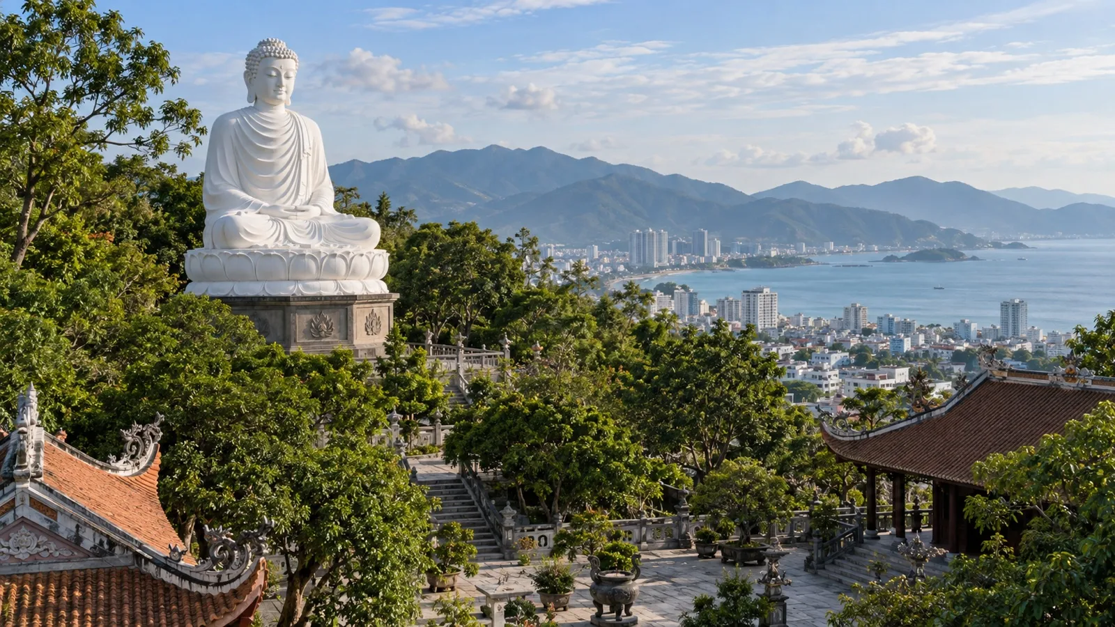 White Buddha at Long Son Pagoda above Nha Trang