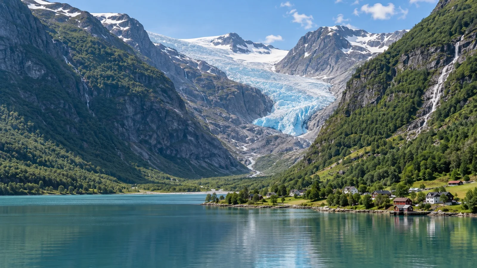Blue ice of Nigardsbreen glacier in Jostedalen valley