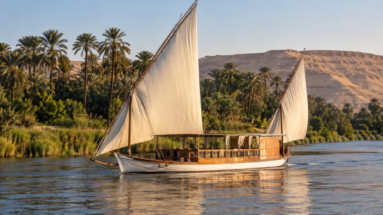 Traditional dahabiya sailing on the Nile