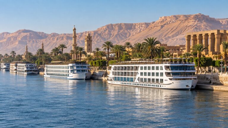 Nile cruise ships moored at Luxor