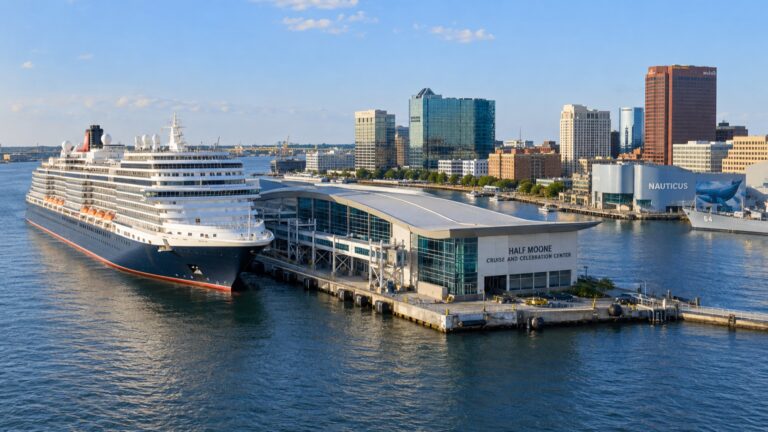 Cruise ship beside Norfolk’s Half Moone terminal