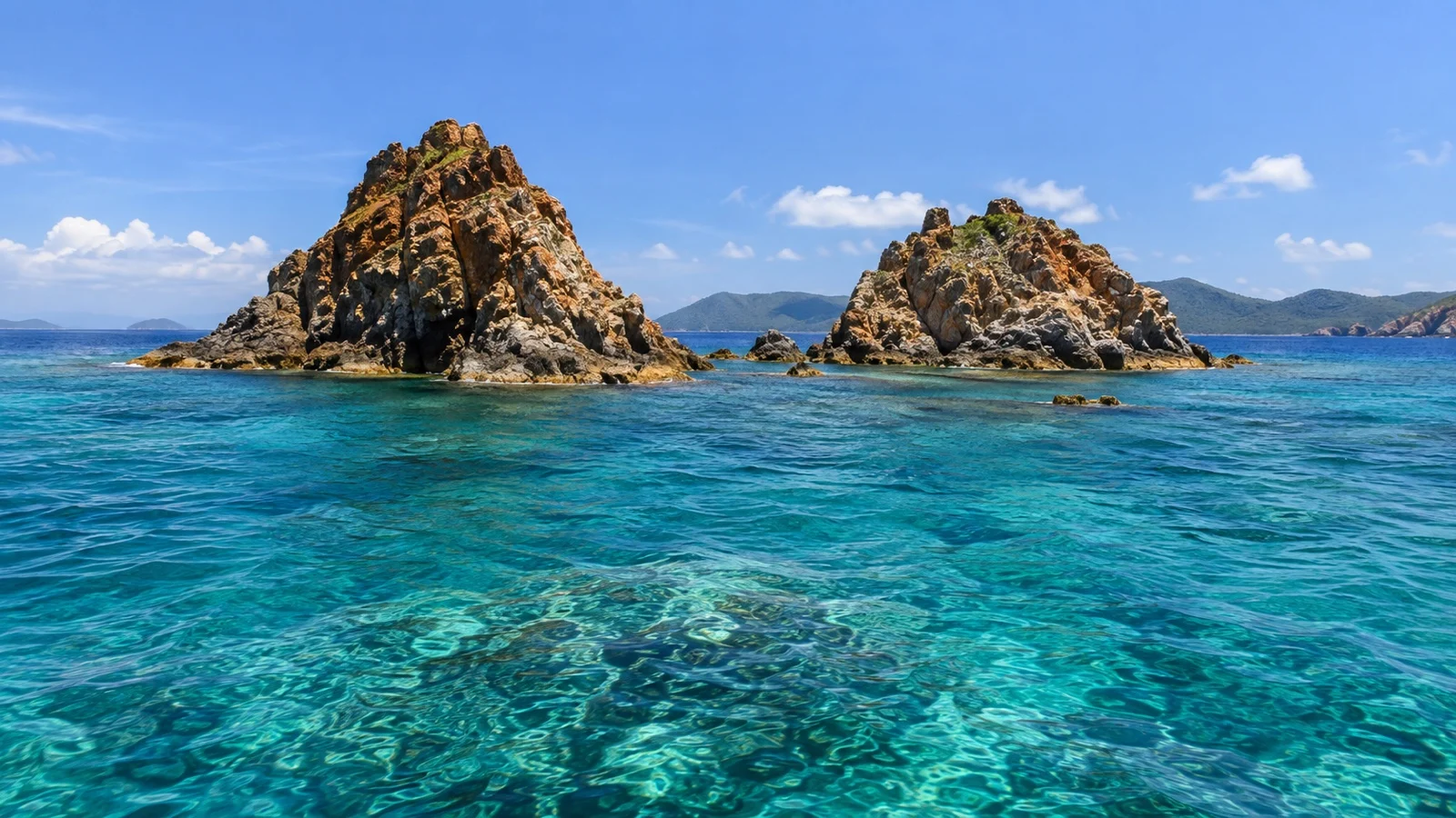 The Indians rocky islets surrounded by clear snorkeling water near Norman Island