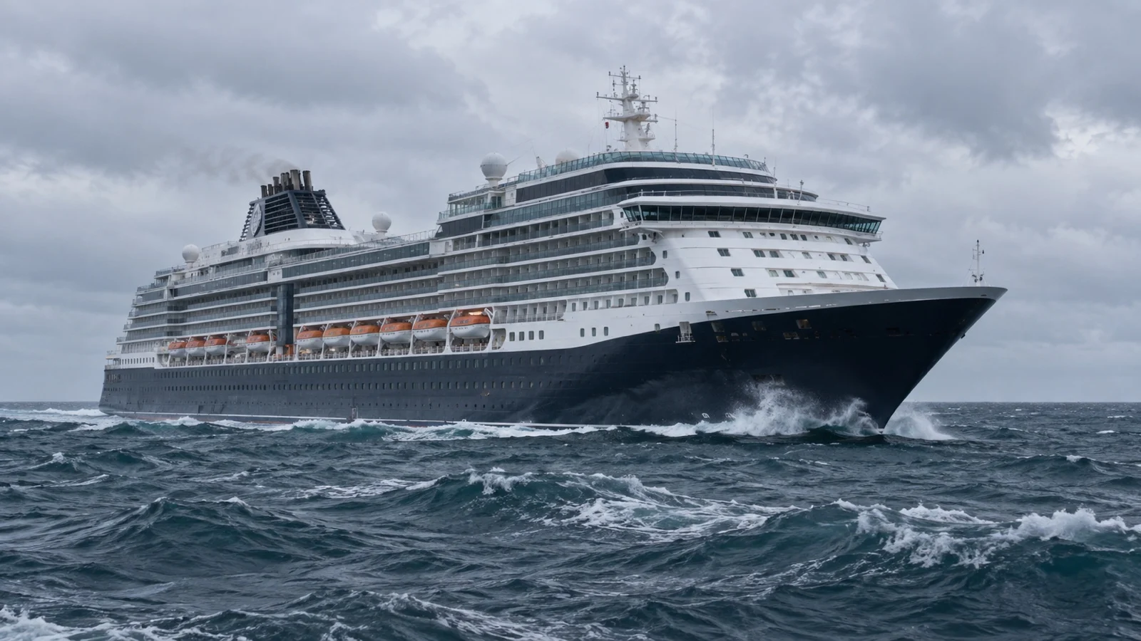 Ocean liner in North Atlantic weather