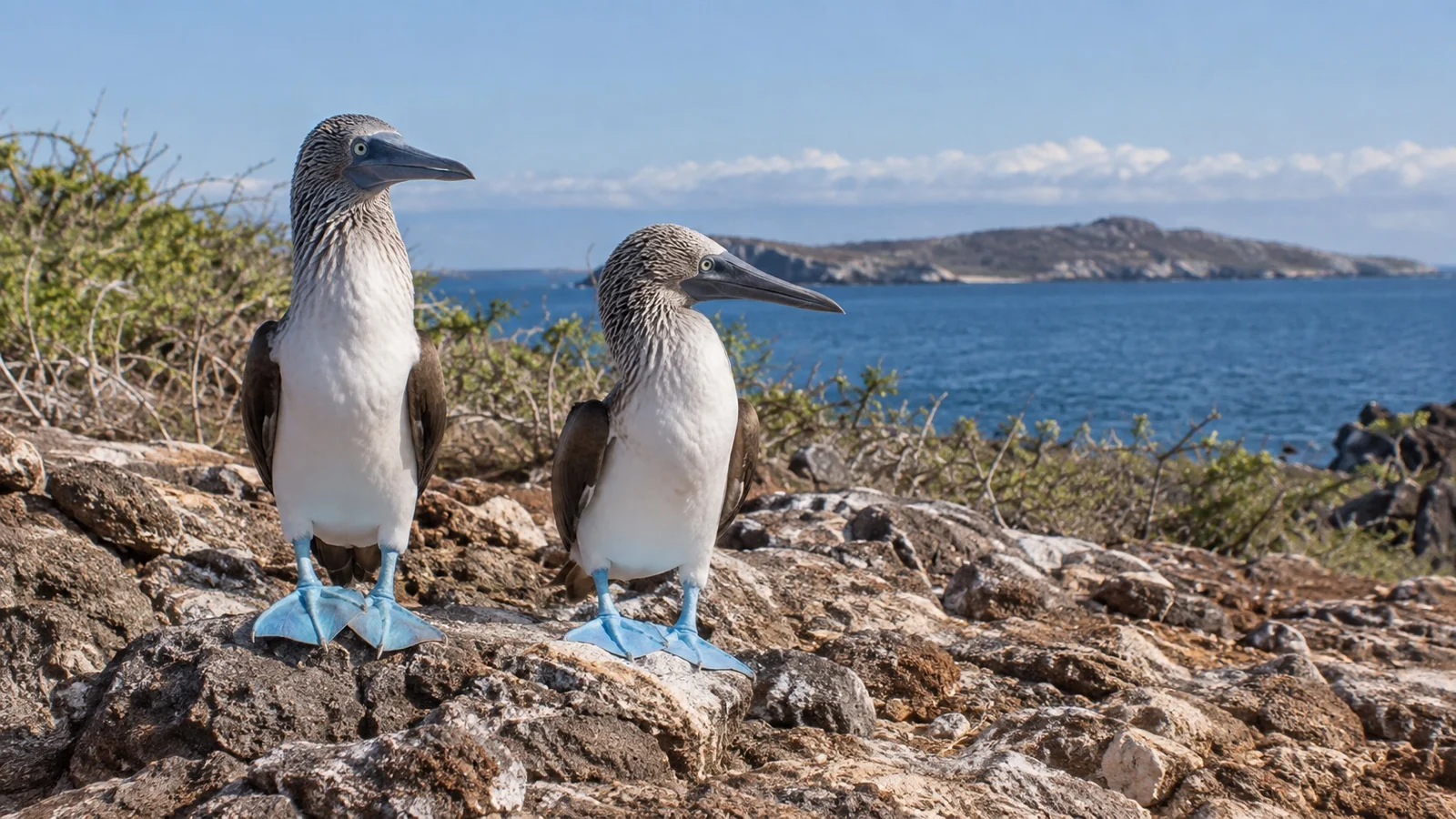 Blue-footed boobies on North Seymour