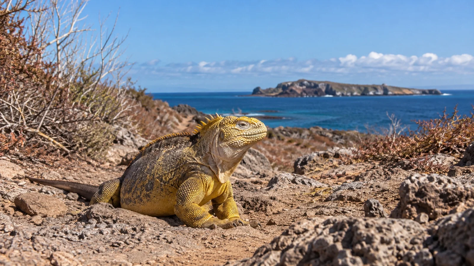 Land iguana on dry North Seymour trail