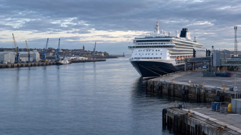 Cruise ship at the North Shields terminal on the River Tyne