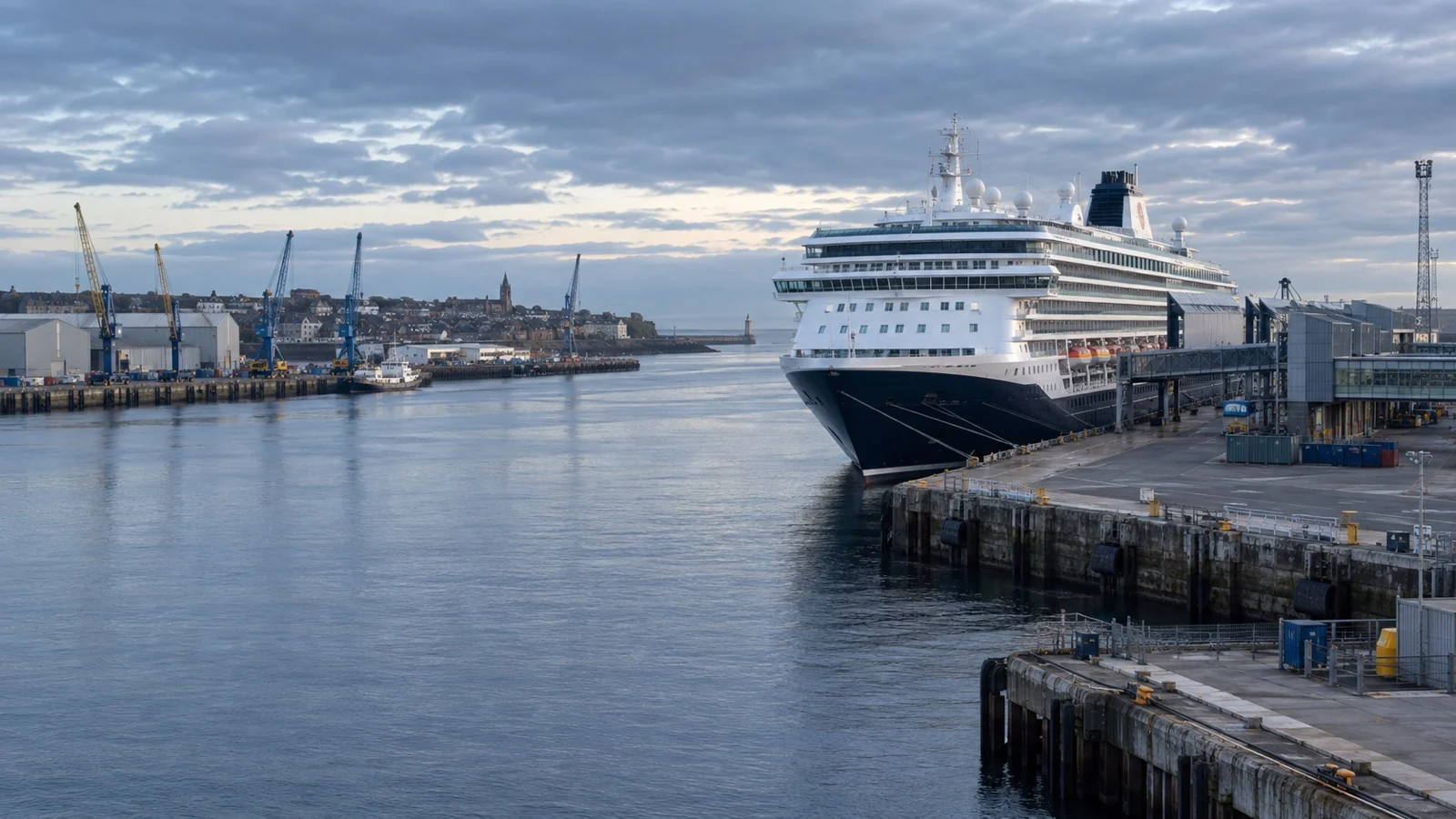 Cruise ship at the North Shields terminal on the River Tyne