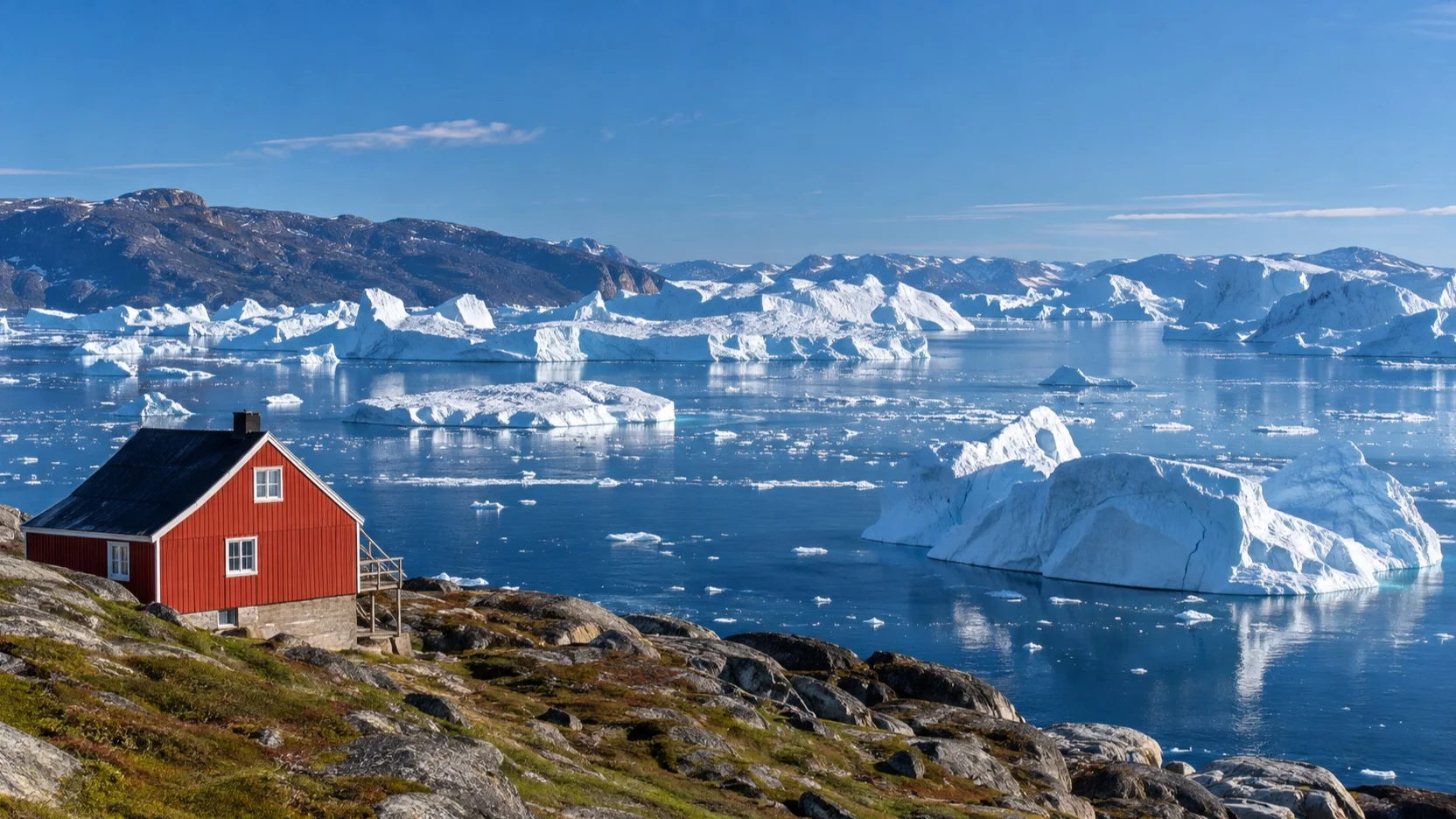 Icebergs filling Ilulissat Icefjord