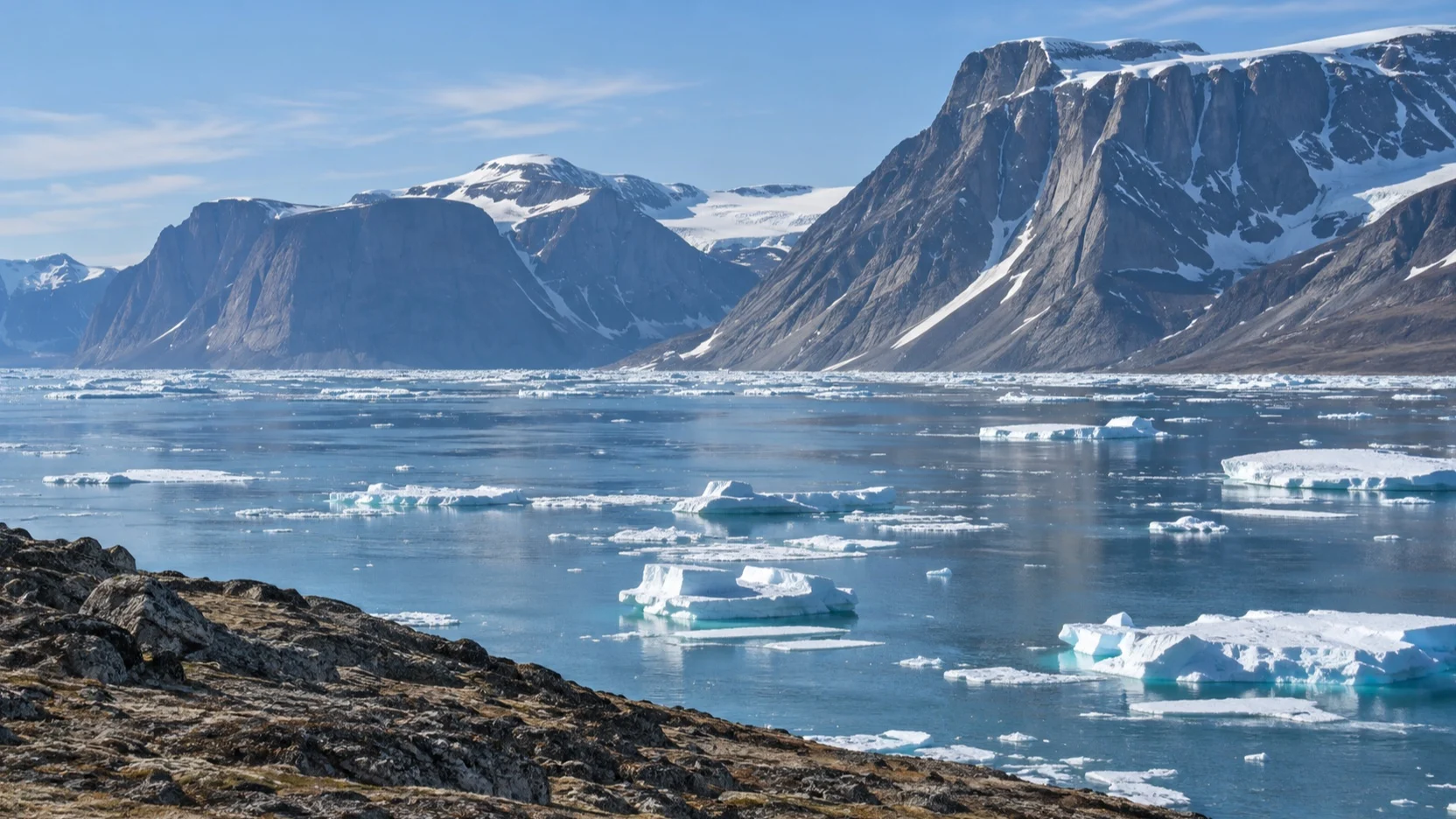 Arctic fjord and sea ice near Pond Inlet