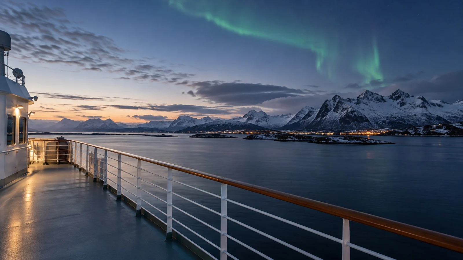 Clear weather opening for aurora viewing at sea