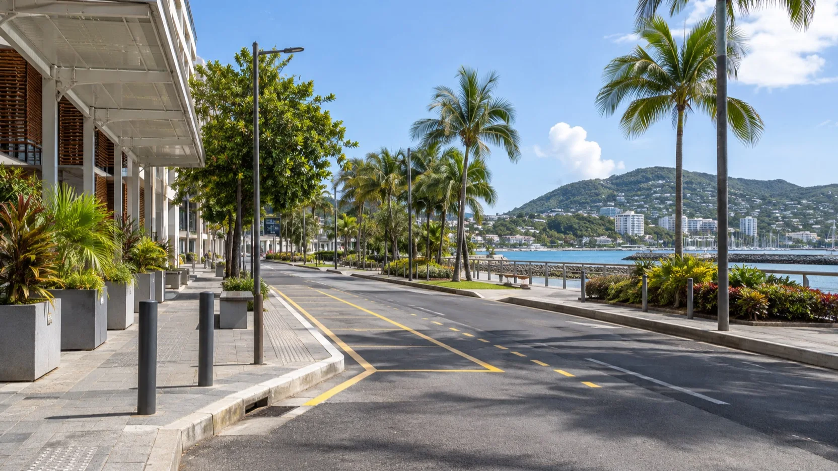 Downtown Nouméa street and taxi area near the wharf