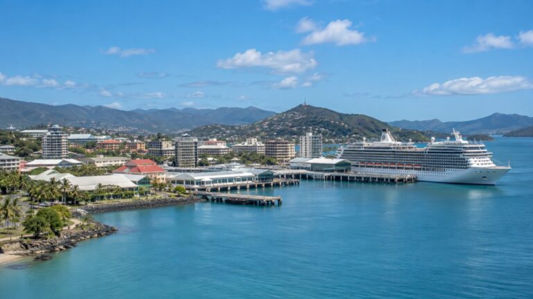 Cruise ship at Nouméa Ferry Wharf near downtown
