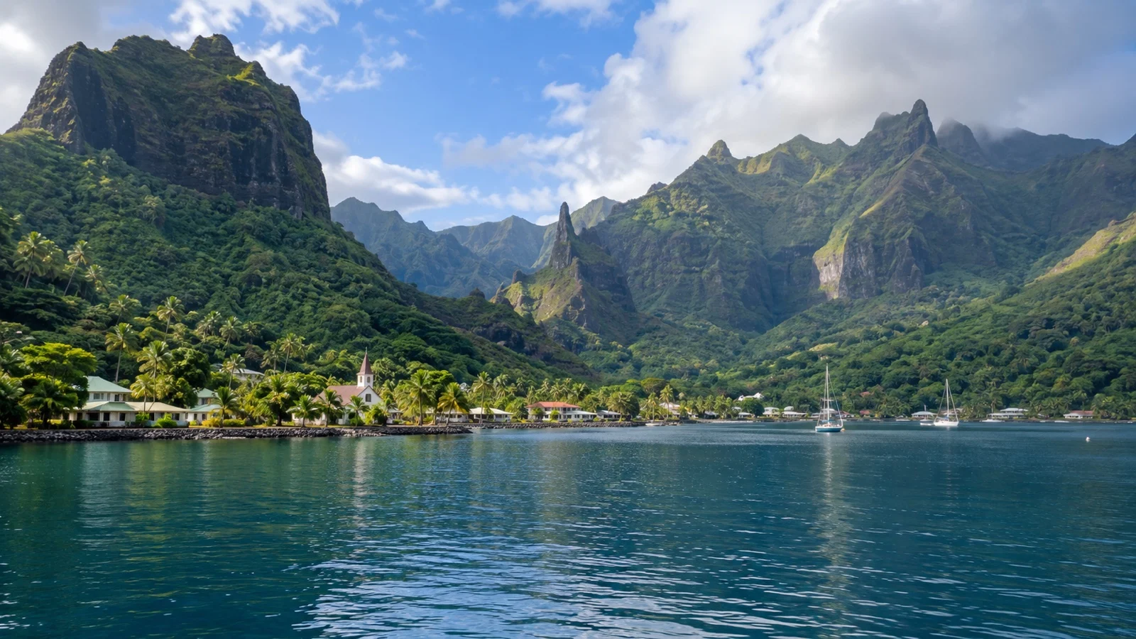 Nuku Hiva bay in Marquesas Islands