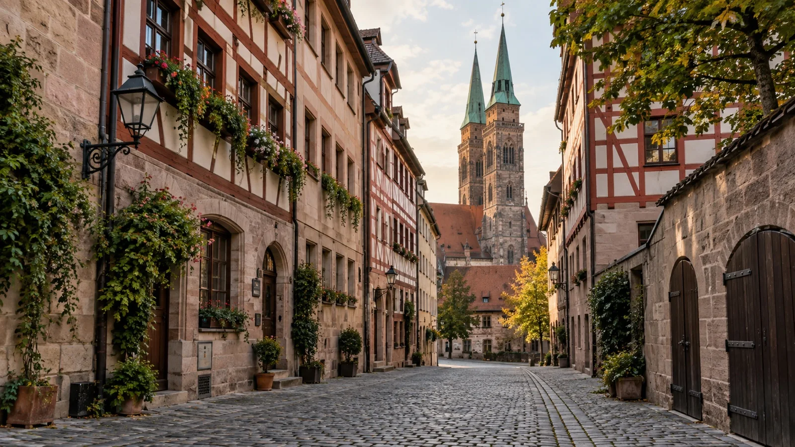 Nuremberg Old Town street near river cruise excursion