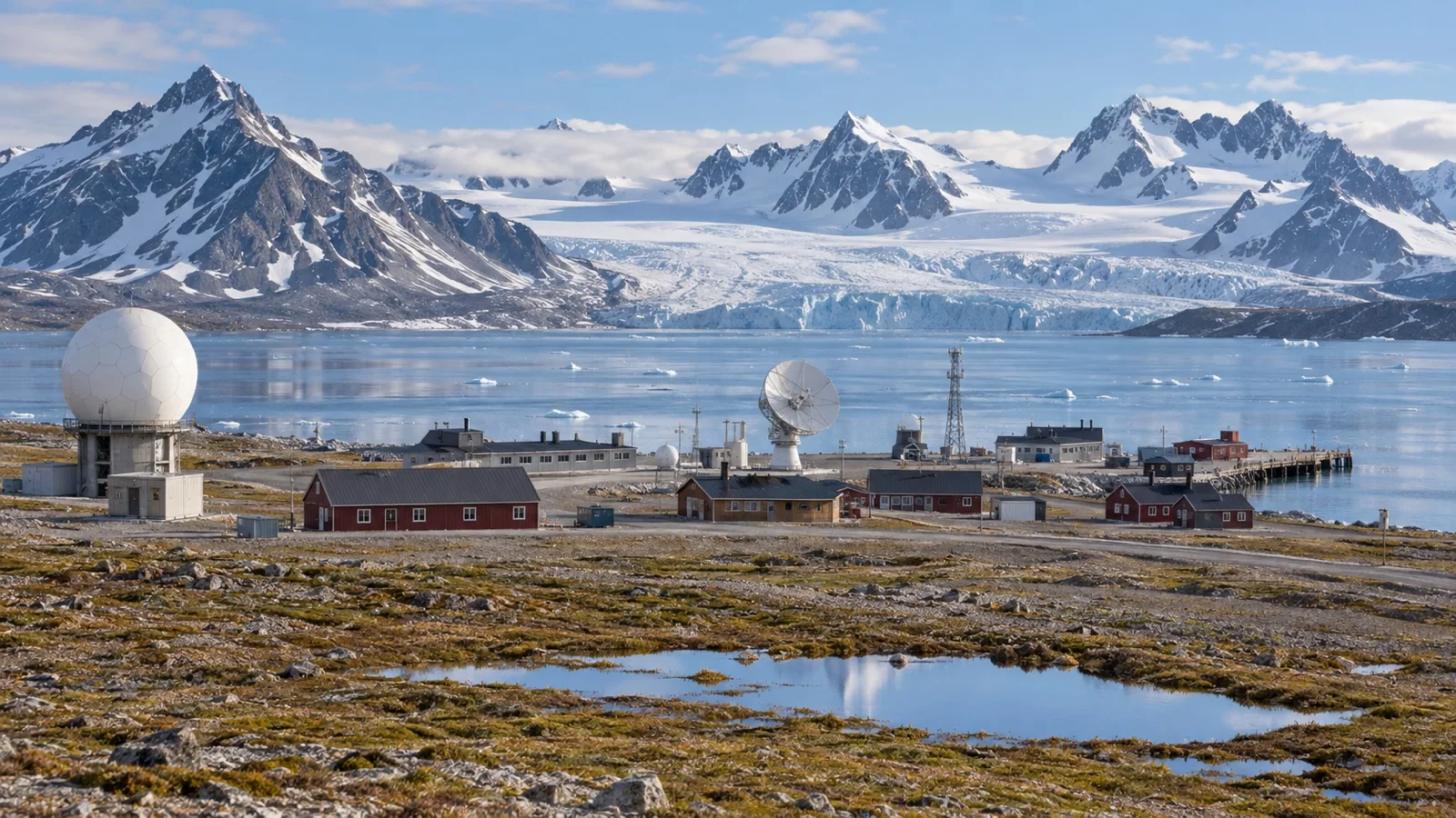 Research antennas and low station buildings in Ny-Ålesund