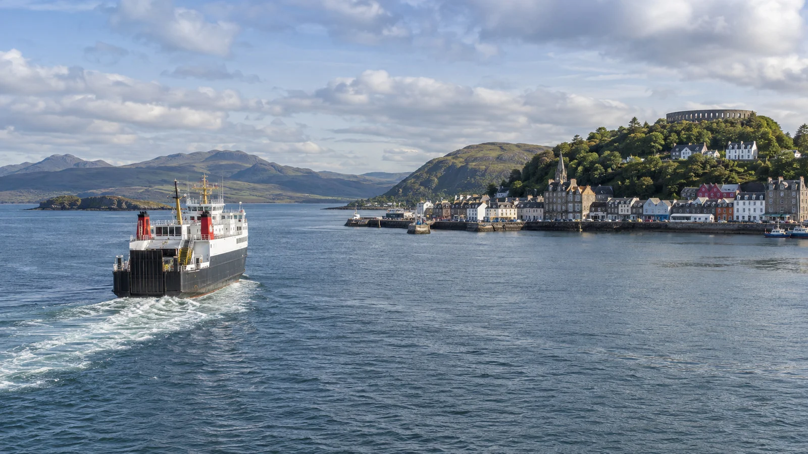 Ferry crossing Oban Bay toward the Isle of Mull